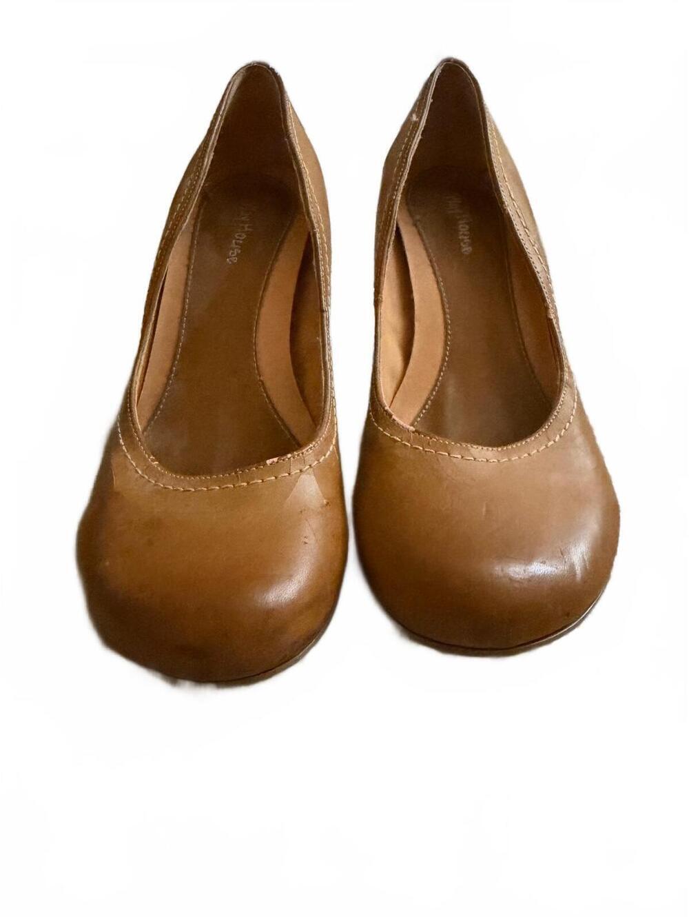 Playhouse Brown Round-Toe Mid Heel Pumps S 7 Classic Career